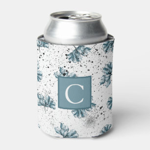 Rafraîchisseur Pour Canette Elégant Monogramme acier bleu Floral