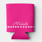 Rafraîchisseur Pour Canette Élégant Monogramme Coeurs blancs rose (Dos)