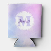 Rafraîchisseur Pour Canette Élégant Monogramme d'aquarelle bleu violet (Devant)