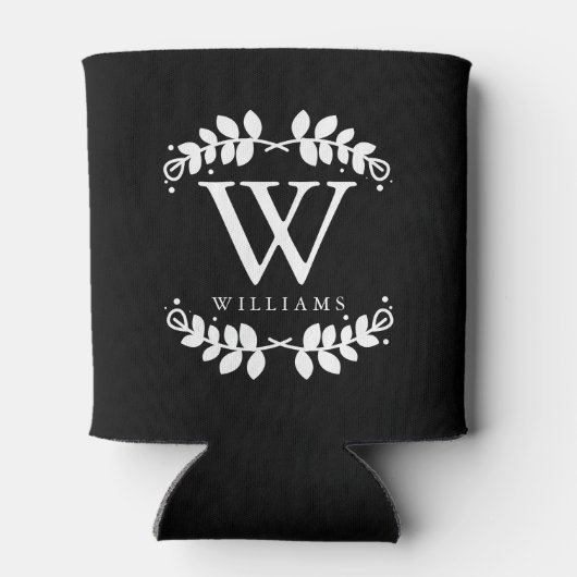 Rafraîchisseur Pour Canette Élégant Monogramme moderne noir et blanc (Dos)