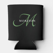 Rafraîchisseur Pour Canette Élégant Monogramme moderne noir vert Script (Dos)