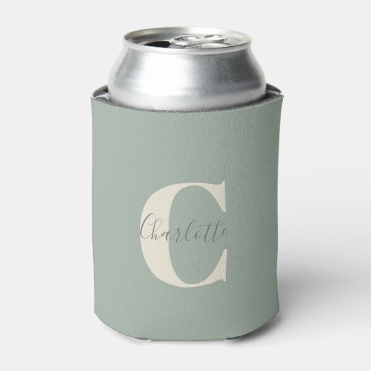 Rafraîchisseur Pour Canette Élégant Monogramme moderne Nom dans Sage Green (Can devant)