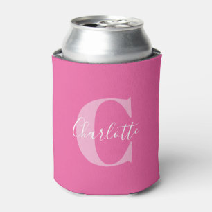 Rafraîchisseur Pour Canette Élégant Monogramme moderne Nom en rose chaud