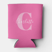Rafraîchisseur Pour Canette Élégant Monogramme moderne Nom en rose chaud (Devant)