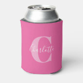 Rafraîchisseur Pour Canette Élégant Monogramme moderne Nom en rose chaud (Can Dos)