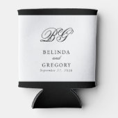 Rafraîchisseur Pour Canette Elégant Noir Blanc Monogramme Mariage Faveur (Devant)