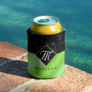 Rafraîchisseur Pour Canette Élégant noir marbre et citron vert Monogramme à hu