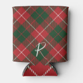 Rafraîchisseur Pour Canette Elegant Plaid Red Green Tartan Monogram Custom (Devant)