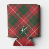 Rafraîchisseur Pour Canette Elegant Plaid Red Green Tartan Monogram Custom (Dos)