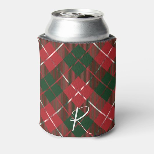 Rafraîchisseur Pour Canette Elegant Plaid Red Green Tartan Monogram Custom (Can Dos)
