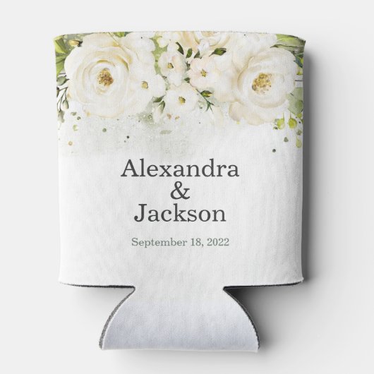 Rafraîchisseur Pour Canette Élégant Rose blanche & Or Mariage moderne (Dos)