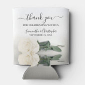 Rafraîchisseur Pour Canette Elégant Rose blanche Romantique Merci Mariage (Dos)