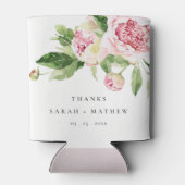 Rafraîchisseur Pour Canette Elégant rose vert pivoine Floral Merci Mariage (Dos)