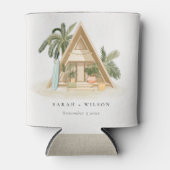 Rafraîchisseur Pour Canette Élégant Rustique Tropical Palm Beach Shack Mariage (Devant)