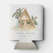 Rafraîchisseur Pour Canette Élégant Rustique Tropical Palm Beach Shack Mariage (Dos)