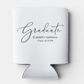 Rafraîchisseur Pour Canette Élégant script blanc Graduation (Dos)