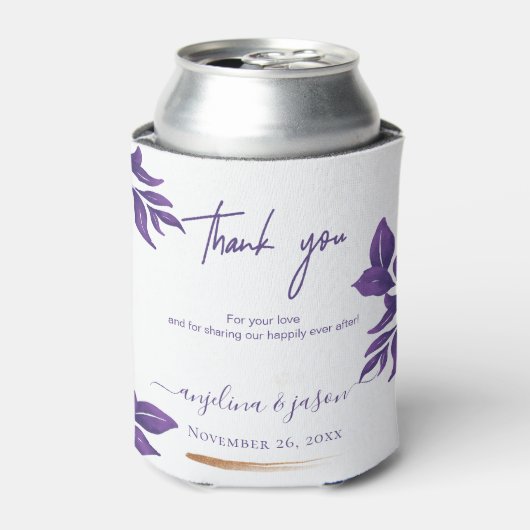 Rafraîchisseur Pour Canette Élégant Script Emerald Purple Eucalyptus Mariage (Can devant)