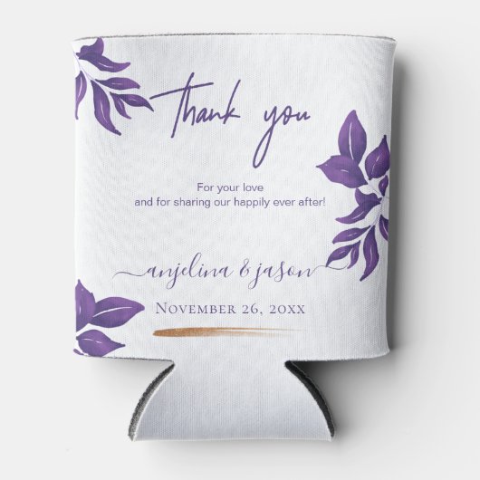 Rafraîchisseur Pour Canette Élégant Script Emerald Purple Eucalyptus Mariage (Devant)