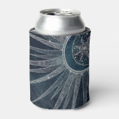 Rafraîchisseur Pour Canette Elégant Silver Sun Moon Doodle Mandala Blue Design (Can devant)