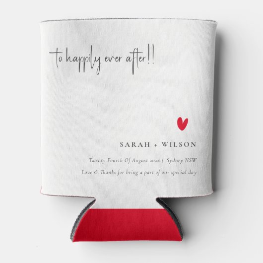 Rafraîchisseur Pour Canette Élégant Simple Minimal Red Heart Script Mariage (Devant)