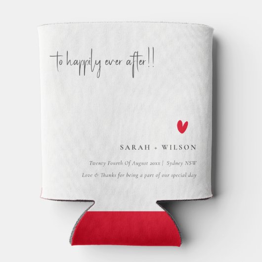 Rafraîchisseur Pour Canette Élégant Simple Minimal Red Heart Script Mariage (Dos)