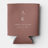 Rafraîchisseur Pour Canette Élégant Simple Moderne Brown Monogramme Mariage (Devant)