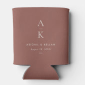 Rafraîchisseur Pour Canette Élégant Simple Moderne Brown Monogramme Mariage (Dos)