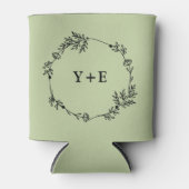 Rafraîchisseur Pour Canette Elegant Simple Sage Green Monogrammed Wedding (Devant)