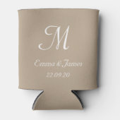 Rafraîchisseur Pour Canette Elégant Taupe Monogramme de mariage Favoriser (Devant)