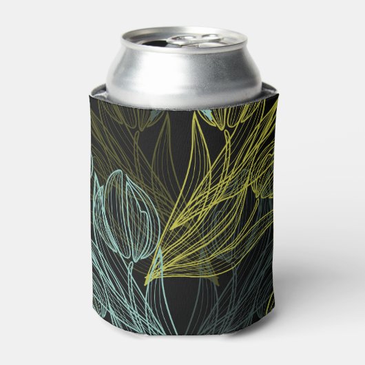 Rafraîchisseur Pour Canette Élégant vert, bleu tulips motif (Can devant)