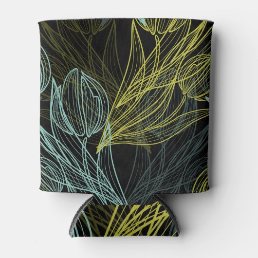 Rafraîchisseur Pour Canette Élégant vert, bleu tulips motif (Devant)