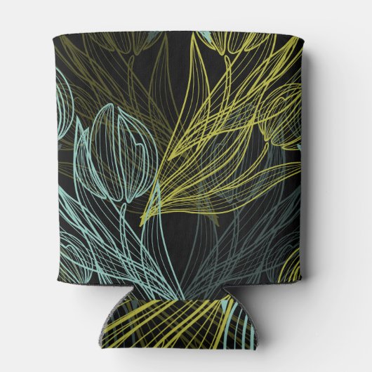 Rafraîchisseur Pour Canette Élégant vert, bleu tulips motif (Dos)