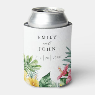 Rafraîchisseur Pour Canette Elégante aquarelle Mariage floral tropical