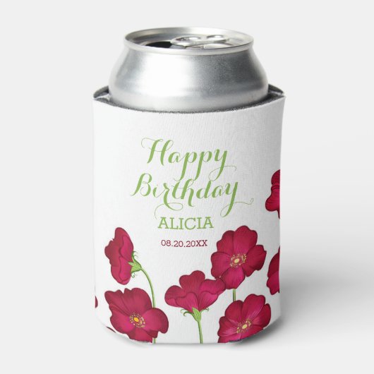 Rafraîchisseur Pour Canette Élégante fête d'anniversaire du Fleur sauvage Red (Can devant)