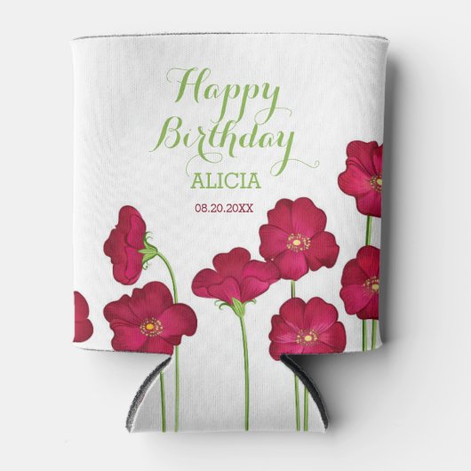 Rafraîchisseur Pour Canette Élégante fête d'anniversaire du Fleur sauvage Red (Devant)