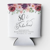 Rafraîchisseur Pour Canette Elégante fête florale 80e anniversaire (Devant)