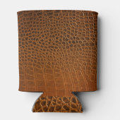 Rafraîchisseur Pour Canette Élégante texture en cuir de crocodile marron. (Dos)