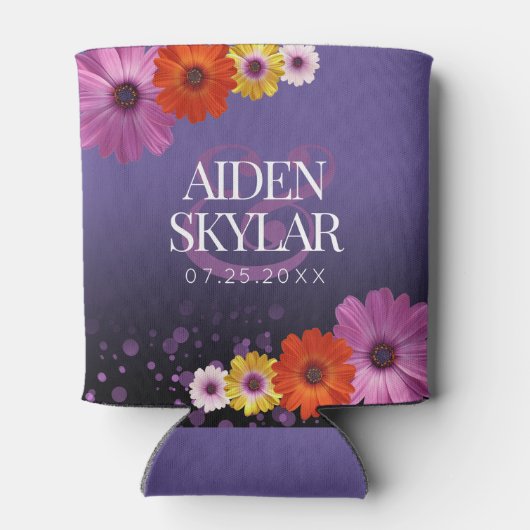 Rafraîchisseur Pour Canette Élégantes marguerites avec Mariage à Parties scint (Dos)