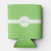 Rafraîchisseur Pour Canette Élégants Pois blancs sur Monogramme vert (Dos)