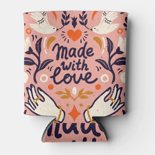 Rafraîchisseur Pour Canette Éléments d'amour : composition rose vintage. (Devant)