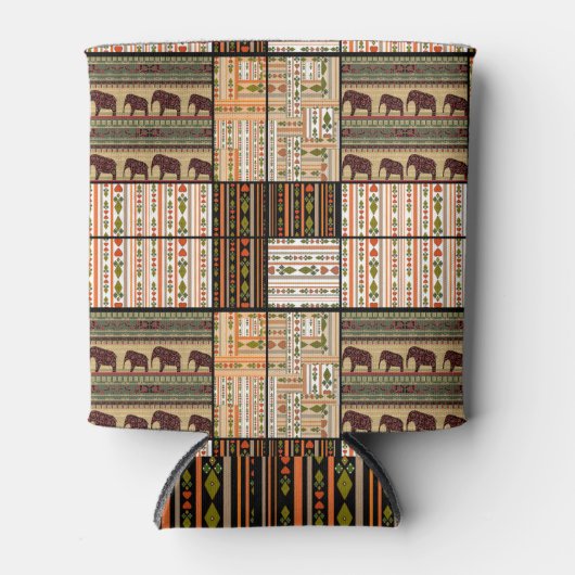 Rafraîchisseur Pour Canette Eléphants de Patchwork : Texture ornementale (Devant)