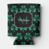 Rafraîchisseur Pour Canette Emerald Green Sparkle Shamrock noir Monogramme (Devant)