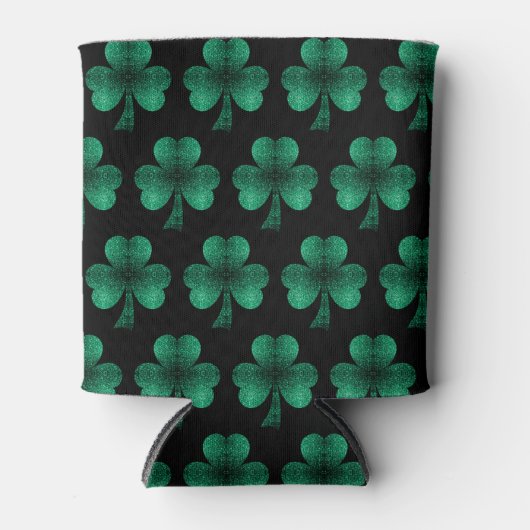 Rafraîchisseur Pour Canette Emerald Green Sparkles Shamrock motif noir (Devant)