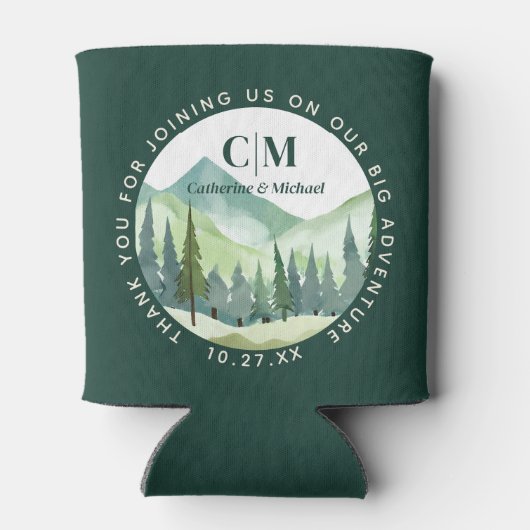 Rafraîchisseur Pour Canette Emerald Greenery Mountain Pine Rustic Mariage (Dos)