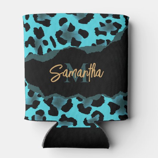 Rafraîchisseur Pour Canette Empreinte de léopard bleu mignon (Dos)