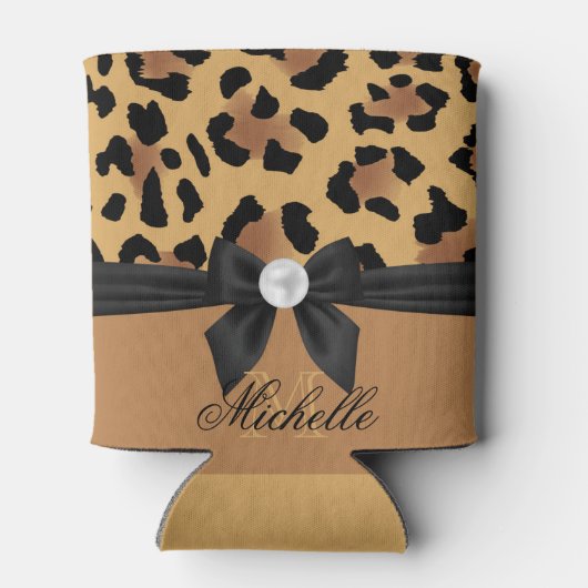 Rafraîchisseur Pour Canette Empreinte de léopard et Bow (Dos)