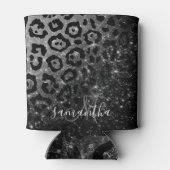 Rafraîchisseur Pour Canette Empreinte de léopard noir et Parties scintillant (Dos)