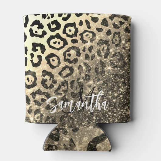 Rafraîchisseur Pour Canette Empreinte de léopard Parties scintillant d'or (Dos)