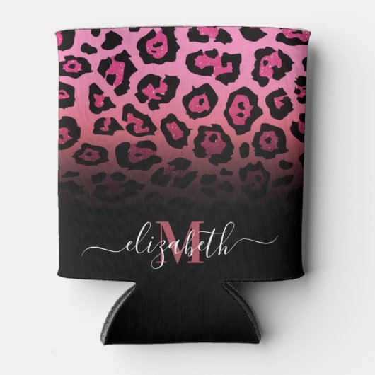 Rafraîchisseur Pour Canette Empreinte de léopard Parties scintillant rose (Devant)
