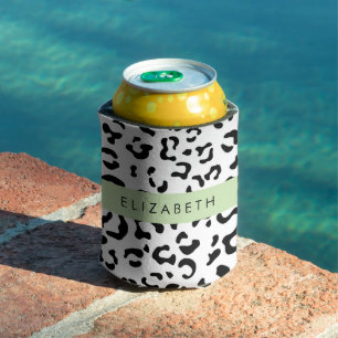Rafraîchisseur Pour Canette Empreinte de léopard, Spots, Noir Et Blanc, Votre